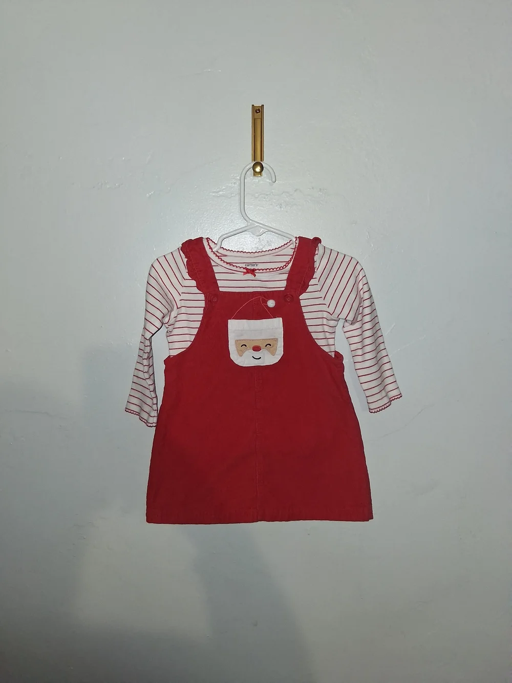 Carter's Red Corduroy Pinafore with White and Red Striped Top